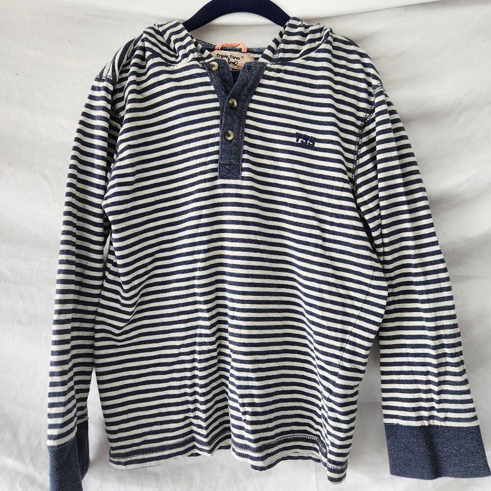 Triple Five Soul Youth Hooded Henley Long Sleeve Tee | Size Small